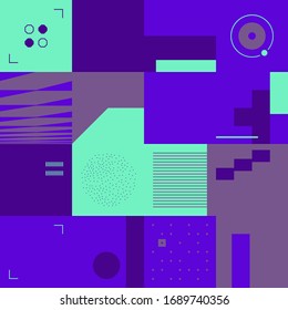 Neo Modernism artwork pattern made with abstract vector geometric shapes and forms. Simple form bold graphic design, useful for web art, invitation cards, posters, prints, textile, backgrounds.