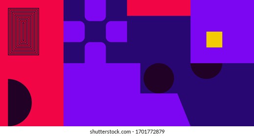 Neo Modernism artwork pattern made with abstract vector geometric shapes and forms. Simple form bold graphic design, useful for web art, invitation cards, posters, prints, textile, backgrounds.