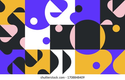 Neo Modernismus Kunstmuster aus abstrakter Vektorillustration geometrische Formen und Formen. Einfache Form fett grafisches Design, nützlich für Web-Kunst, Einladungskarten, Plakate, Drucke, Textilien, Hintergründe.