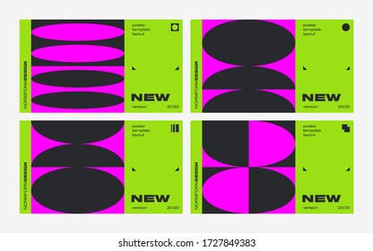 Neo Modernism artwork pattern made with abstract vector geometric shapes and forms. Simple form bold graphic design, useful for web art, invitation cards, posters, prints, textile, backgrounds.