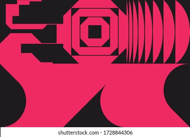 Neo Modernism artwork pattern made with abstract vector geometric shapes and forms. Simple form bold graphic design, useful for web art, invitation cards, posters, prints, textile, backgrounds.