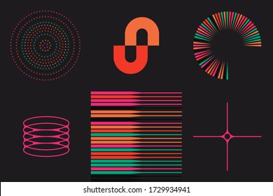 Neo Modernism artwork pattern made with abstract vector geometric shapes and forms. Simple form bold graphic design, useful for web art, invitation cards, posters, prints, textile, backgrounds.