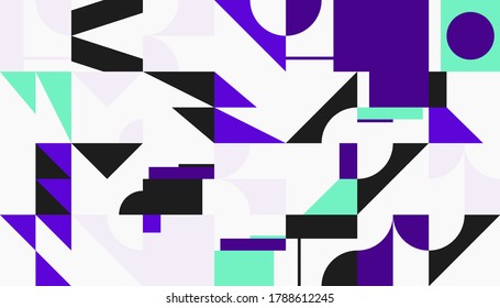 Neo Modernismus Kunstmuster mit abstrakten, vektorgeometrischen Formen und Formen. Einfache Form fett grafisches Design, nützlich für Web-Kunst, Einladungskarten, Plakate, Drucke, Textilien, Hintergründe.