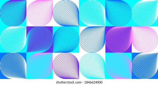 Patrón de arte neo-modernista hecho con formas y formas abstractas de vectores geométricos. Diseño gráfico sencillo en negrita, útil para el arte web, tarjetas de invitación, carteles, impresiones, textiles, fondos.