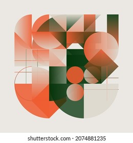 Neo Modernism artwork pattern made with abstract vector geometric shapes and forms. Simple form bold graphic design, useful for web art, invitation cards, posters, prints, textile, backgrounds.