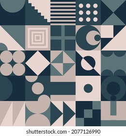 Patrón de arte neo-modernista hecho con formas y formas abstractas de vectores geométricos. Ilustración del vector