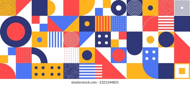 Neo Modernism Artwork. Vector graphic for patterns. 20's inspired design. Abstract composition with shapes. Minimal decoration with geometric elements. Creative collage in retro aesthetic. SSTKabstrac