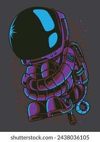 Neo Space Astronaut Vector Illustration: Design, Logo, Mascot, Sticker, T-Shirt, Tattoo