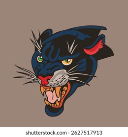 Neo Traditional Panther Faces Illustration