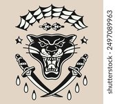 Neo traditional tattoo design vector