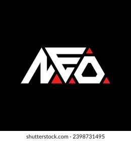 NEO triangle letter logo design with triangle shape. NEO triangle logo design monogram. NEO triangle vector logo template with red color. NEO triangular logo Simple, Elegant, and Luxurious design.