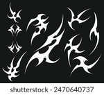 Neo tribal abstract shape white stencil,tattoo y2k,sharp shape 