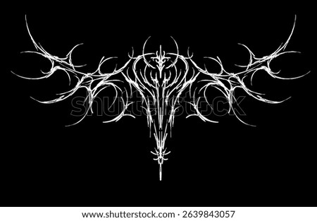 Neo tribal abstract vector with sharp symmetrical sigil design