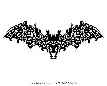 neo tribal alas de murciélago diseños de arte de la Ilustración vectorial del tatuaje aislados sobre fondo blanco