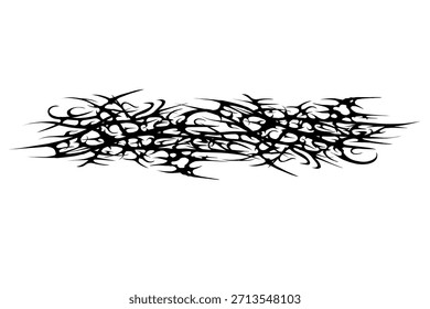 Neo Stammes chaotisch scharfe schwarze Linien Vektordesign. abstrakter Grunge-Ornament für Banner, Tattoo, Streetwear und Grafikdesign.