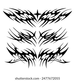 Neo tribal chest tattoo vector, tribal tattoo, Y2k tribal style