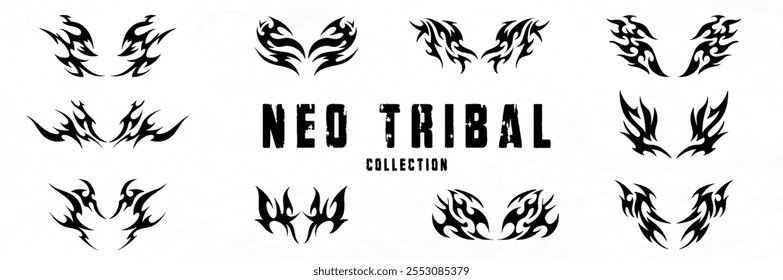 Diseño de conjunto de tatuaje contemporáneo neo tribal