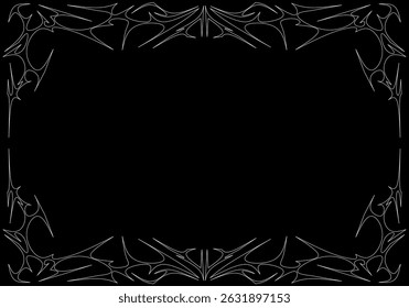 Neo tribal cyber frame in Abstract symmetrical sharp spikes shapes vector design