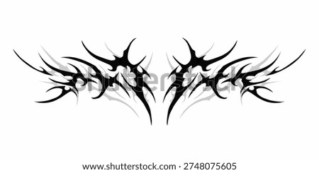Neo tribal cyber gothic abstract symmetrical shapes blackwork styles vector design for tattoo, streetwear, dark aesthetics decoration
