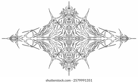 Neo tribal cyber gothic Y2K grunge symmetrical vector for tattoo, fashion, branding, and digital artwork