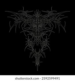 Neo tribal or cyber sigilism shape for tattoo, streetwear etc vector design black and white