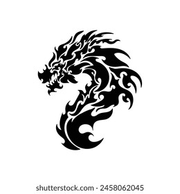 neo tribal dragon head tattoo vector illustration designs