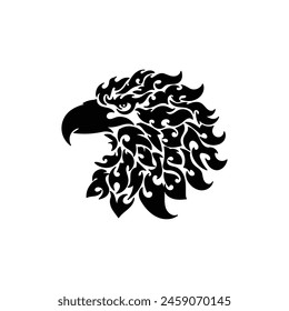 neo tribal eagle cabeza tatuaje Vector ilustración gráfica diseño en blanco y negro silueta 
