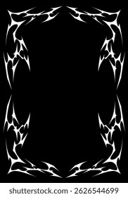 Neo tribal frame, cyber gothic symmetrical shape, futuristic y2k abstract borders. Cyber sigilism vintage vector design elements isolated