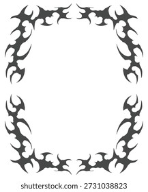 Neo tribal frame, cyber gothic abstract border symmetrical shapes vector design 