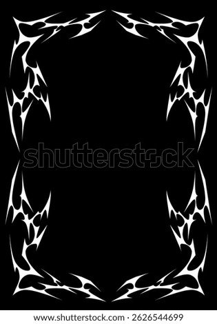 Neo tribal frame, cyber gothic symmetrical shape, futuristic y2k abstract borders. Cyber sigilism vintage vector design elements isolated