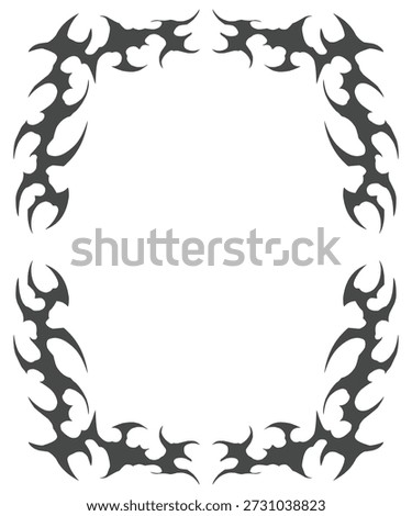 Neo tribal frame, cyber gothic abstract border symmetrical shapes vector design 