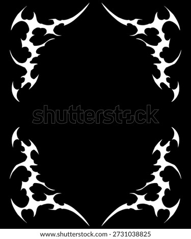 Neo tribal frame, cyber gothic abstract border symmetrical shapes vector design 