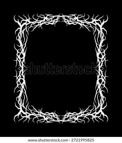 neo tribal gothic frame vector, symmetry sharp branches border for dark design