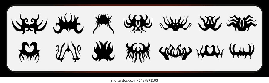 neo tribal, gothic style, vector, tatto pattern, collection. icon, metal logo, vector illustration, 10EPS