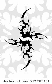 Neo Stamm gothic Tattoo, Vektor y2k retro futuristische Cyber-Symmetrie Formen, dunkle Wurzeln Zweige. Metal Musik Cover Print. Neo-Stamm-Spitzen-Symbol