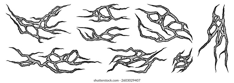 Neo tribal graphic shape asset. Hand drawn grain texture elements. Vector illustration for sticker, poster, collage, design template.