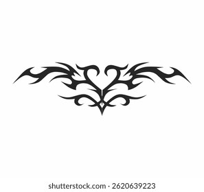 Neo tribal heart shapes vector, symmetry minimalist tattoo design isolated on white background