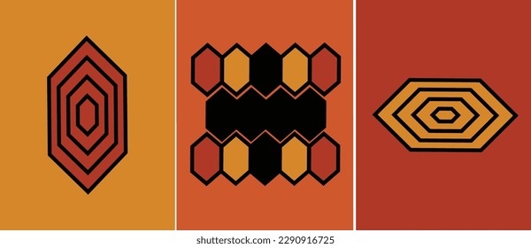 Arte de pared triptch inspirado en la tribu neo audaces tonos tierra estilo modernista