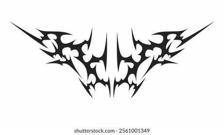 Neo tribal shape, cyber sigilism vector y2k gothic tattoo design isolated