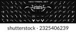 Neo tribal shape. Gothic Y2K sharp elements, abstract symmetrical design, various decorative elements. Vector set