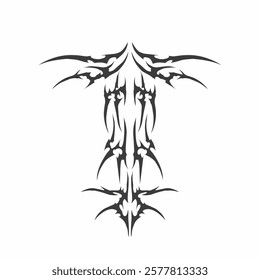 Neo tribal with sharp symmetrical shapes i black and white illustration