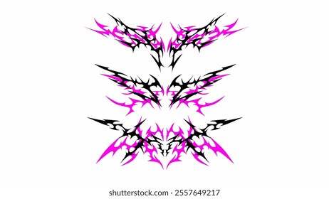 neo tribal sigil vector set, cyber gothic abstract symmetrical designs. Ideal for tattoos, digital art, logos, or decorative projects