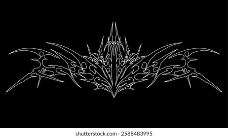 Neo Tribal Sigilism cyber gothic elements in abstract black and white. Perfect for tattoo designs, metal band logos, and dark artworks