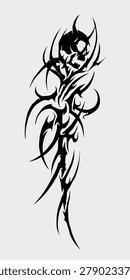 Neo tribal skull, abstract blackwork style vector design for arm tattoo or long sleeve t-shirt print