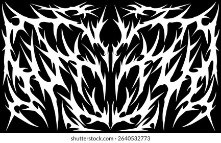 Neo tribal symmetrical abstract pattern, sharp and branching sigil, concept vector design for tattoo, poster music and t-shirt print apparel decoration