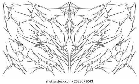 Neo Tribal Symmetrical abstract shape, with a stiff and sharp touch cyber sigilism style. vector Gothic tattoo elements in Abstract black pattern