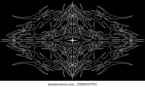 Neo tribal symmetrical shape vector black and white design 