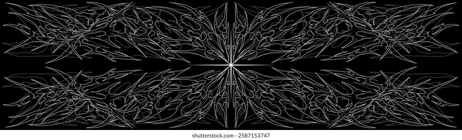 Neo Tribal symmetrical shapes. Cyber sigilism element, gothic futuristic sharp spikes. Grunge vector abstract shape