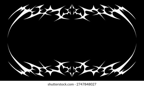 neo tribal symmetrical shapes, sharp dark aesthetic border vector design