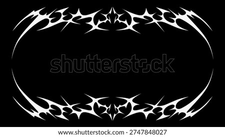 neo tribal symmetrical shapes, sharp dark aesthetic border vector design